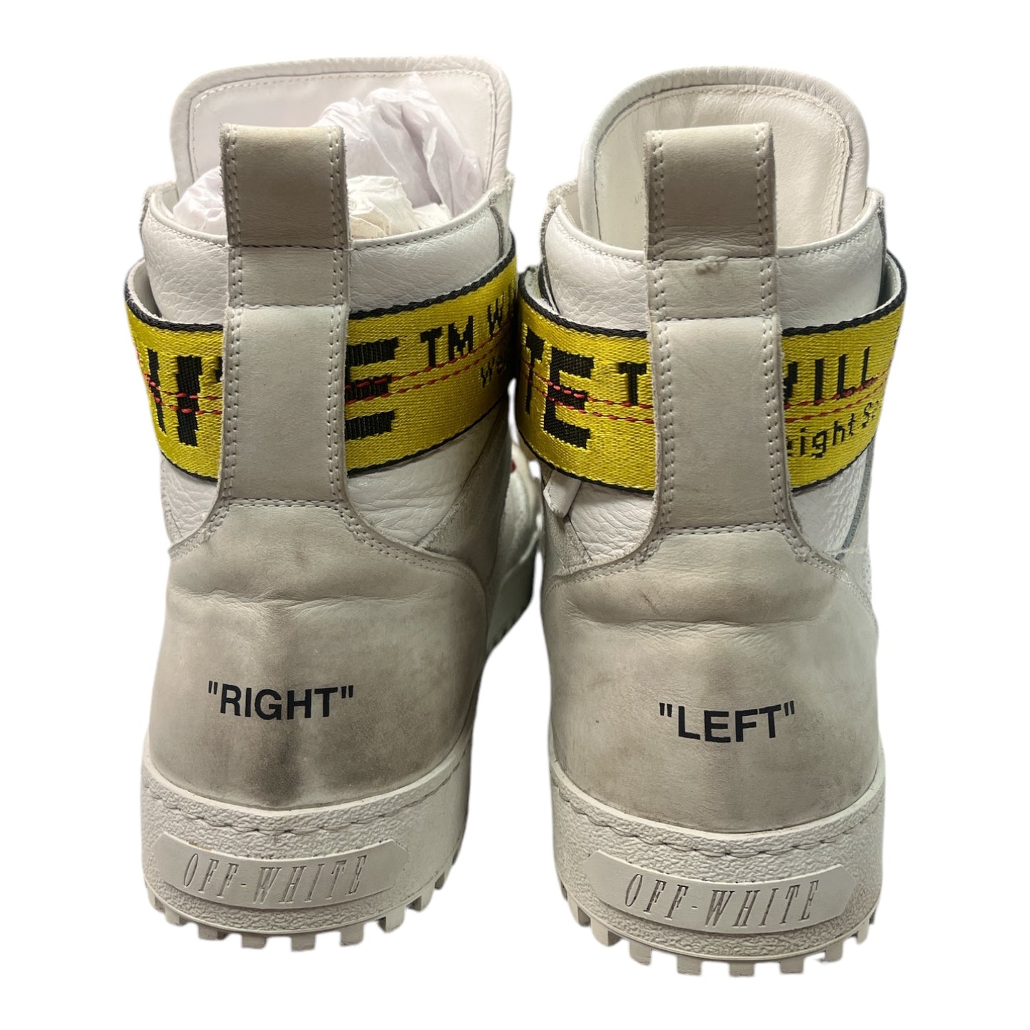 OFF-WHITE drilled High 'Industrial Belt' in White leather - Moda Consignment