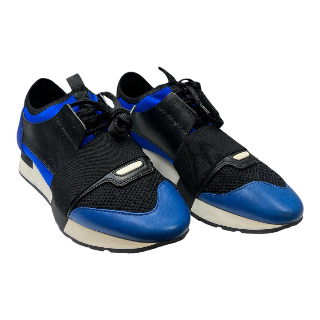 BALENCIAGA blue & multi Race runner sneaker - Moda Consignment