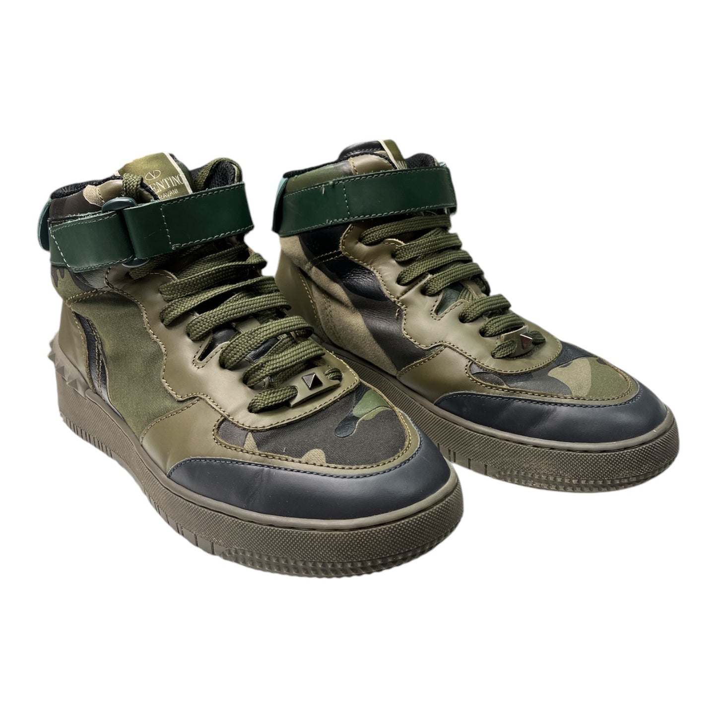 VALENTINO rockstud camo camouflage high-top sneaker - Moda Consignment