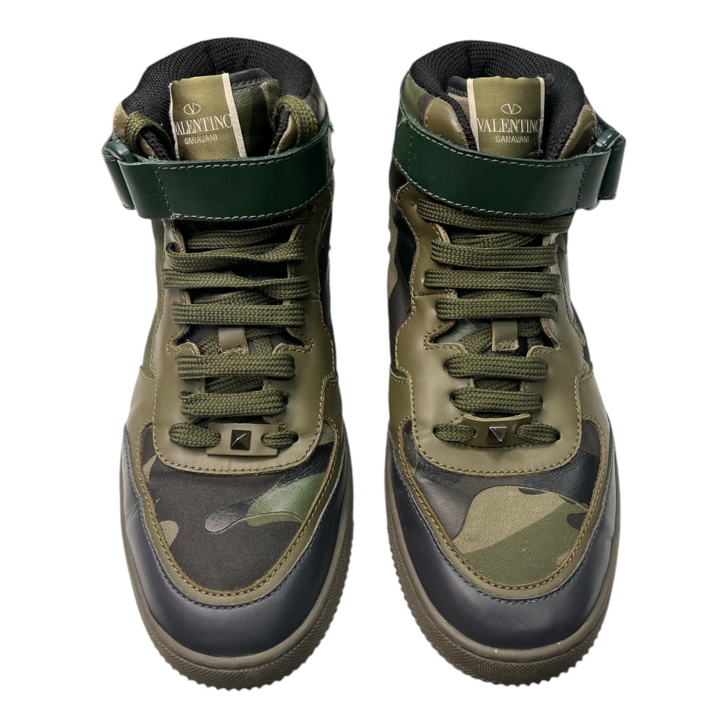 VALENTINO rockstud camo camouflage high-top sneaker - Moda Consignment