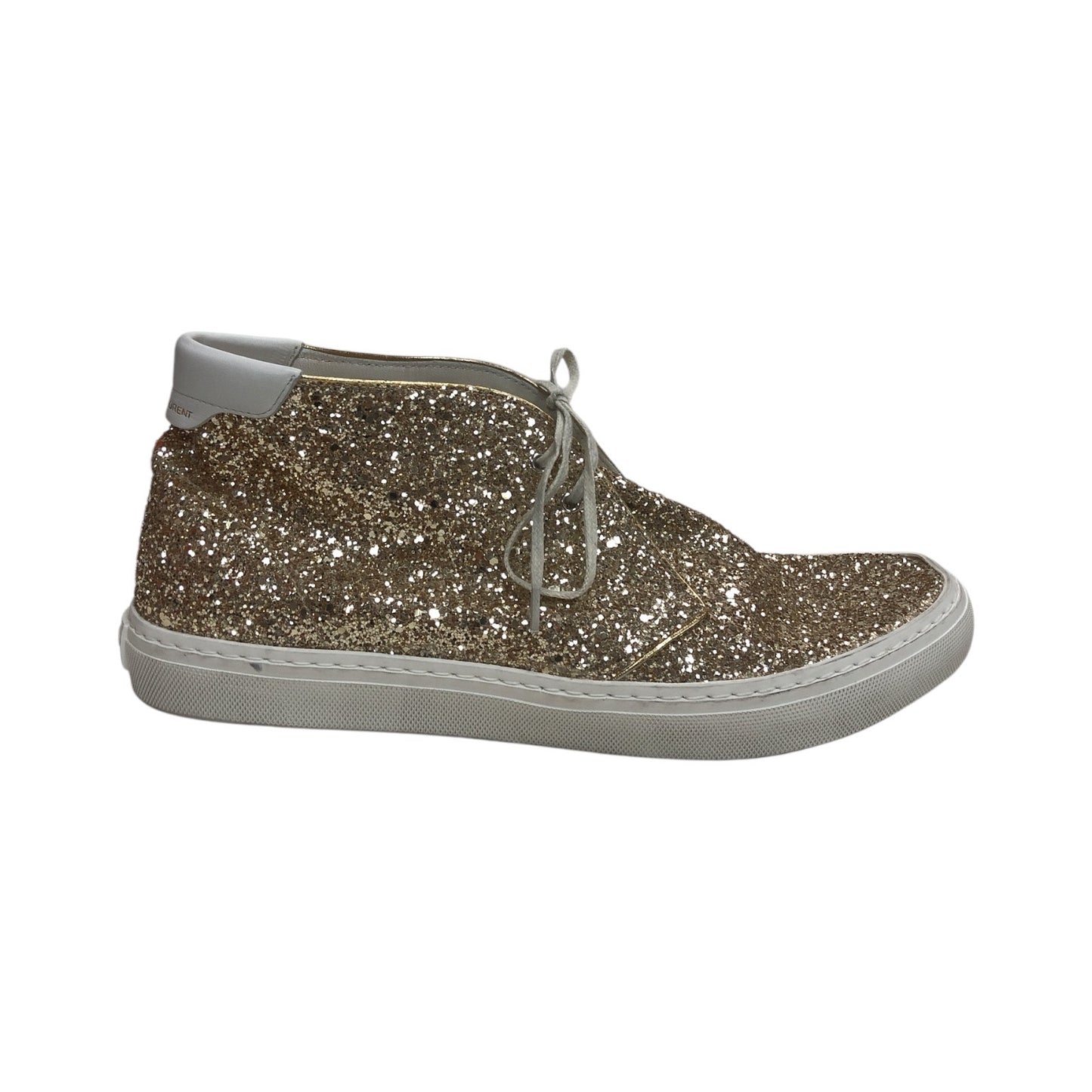 YVES SAINT-LAURENT Gold Glitter High-Top Sneakers - Moda Consignment