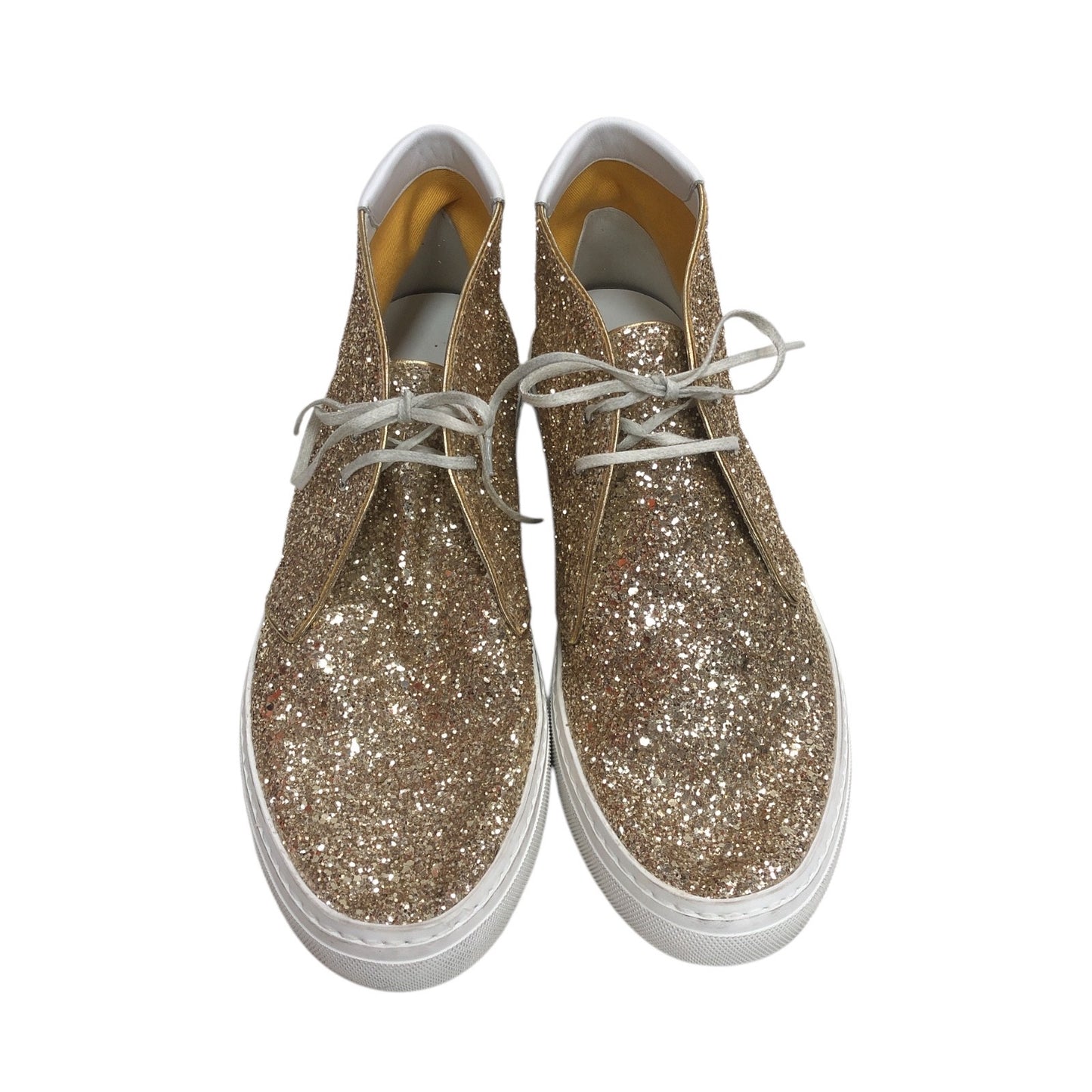 YVES SAINT-LAURENT Gold Glitter High-Top Sneakers - Moda Consignment