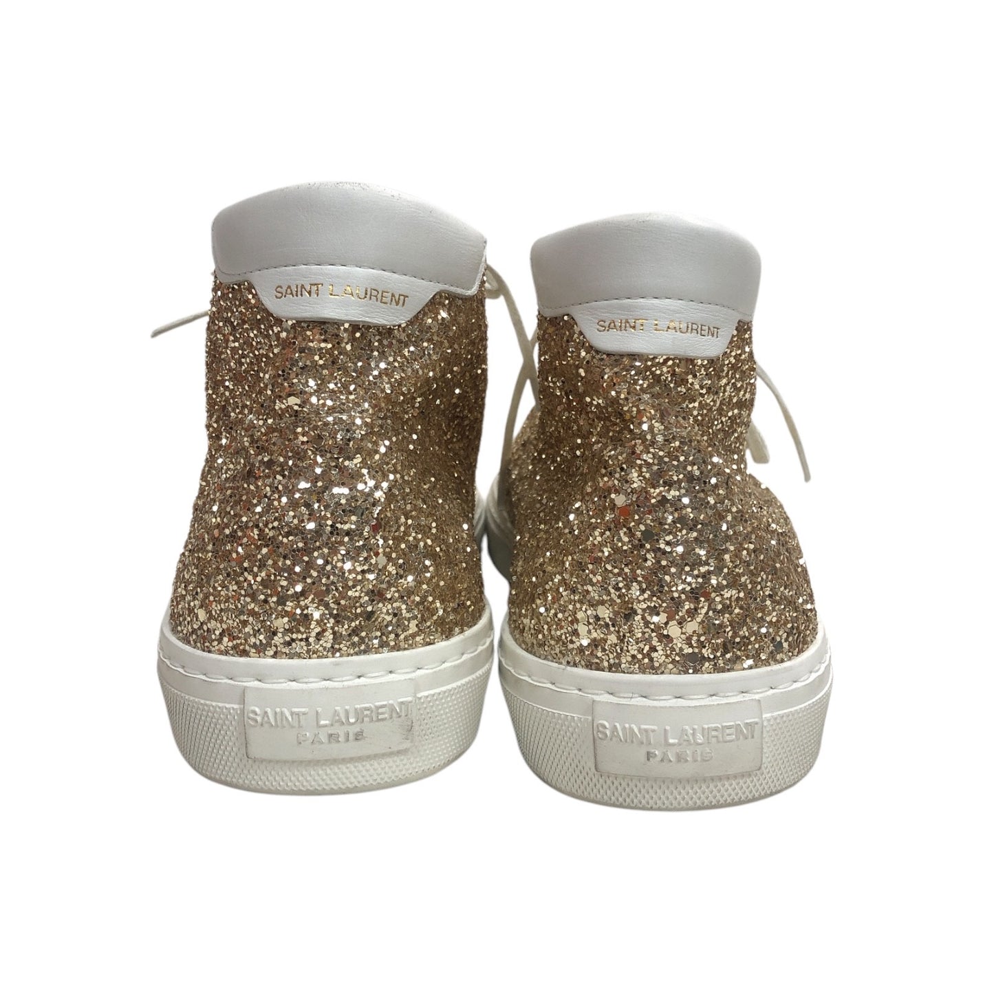 YVES SAINT-LAURENT Gold Glitter High-Top Sneakers - Moda Consignment