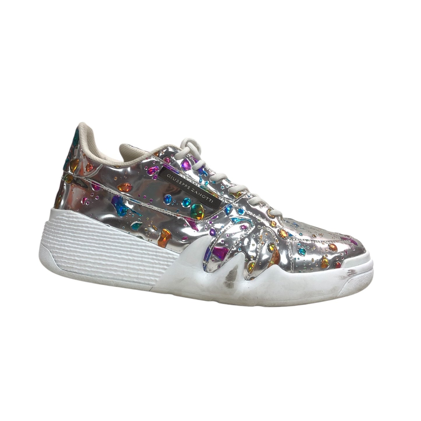 GIUSEPPE ZANOTTI Silver Sneaker With Colored Splatters - Moda Consignment