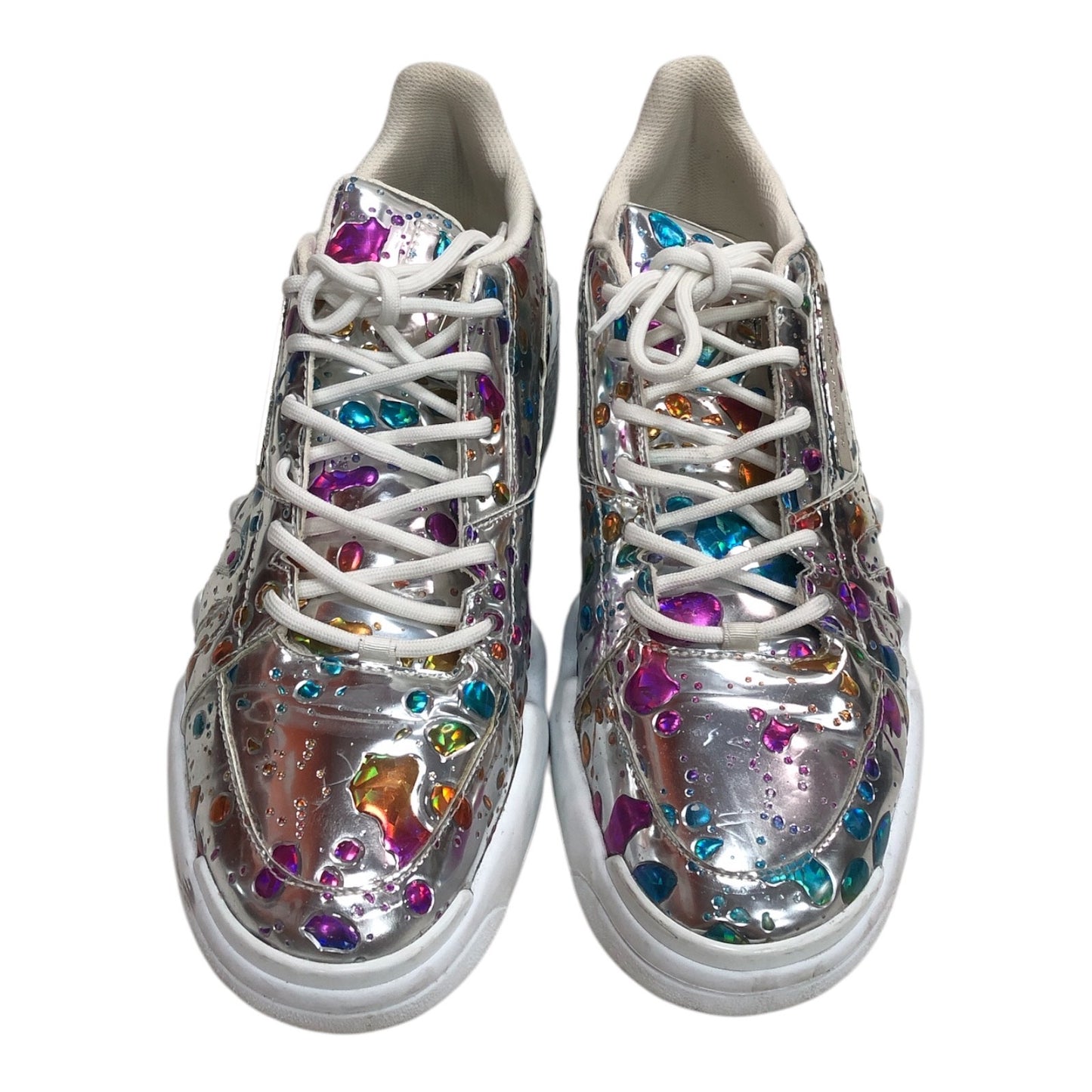 GIUSEPPE ZANOTTI Silver Sneaker With Colored Splatters - Moda Consignment