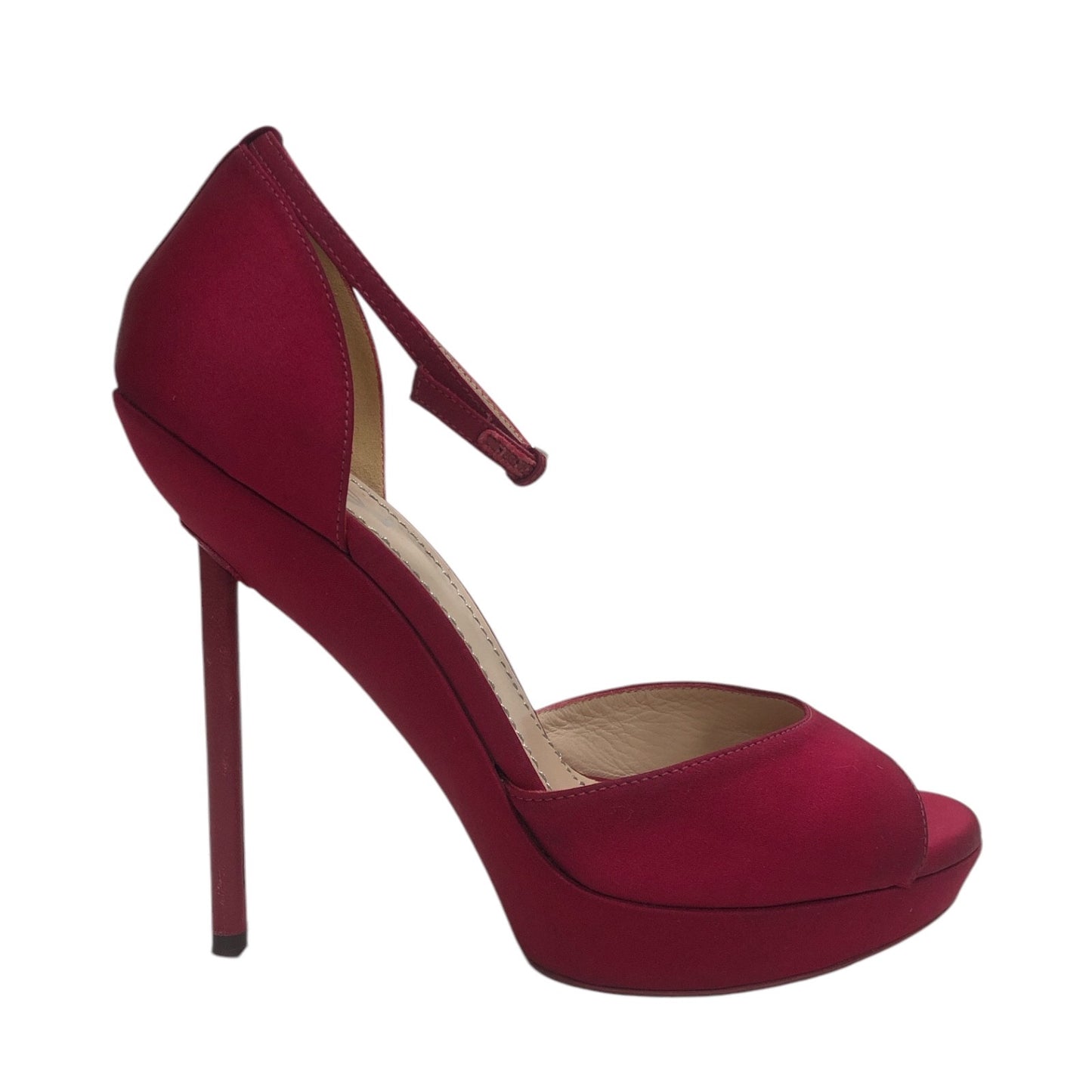 YVES SAINT-LAURENT Red Satin Heels