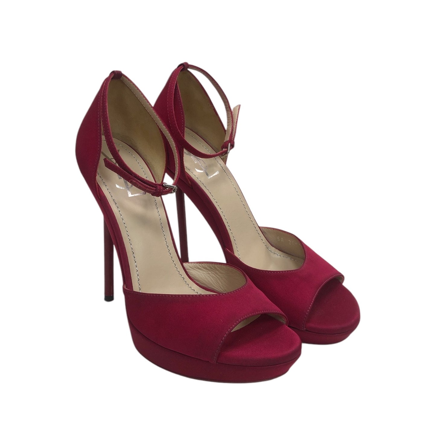 YVES SAINT-LAURENT Red Satin Heels