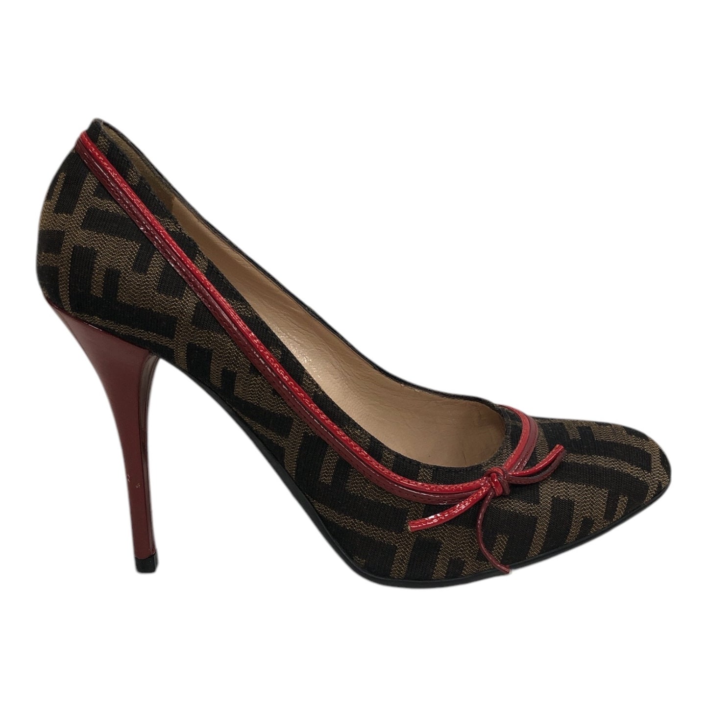 FENDI Zucca Red Canvas Pumps