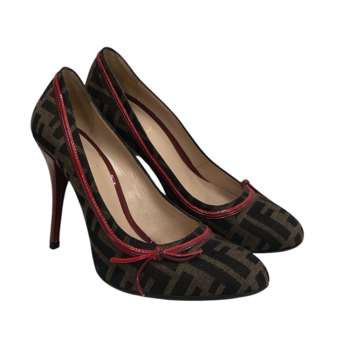 FENDI Zucca Red Canvas Pumps