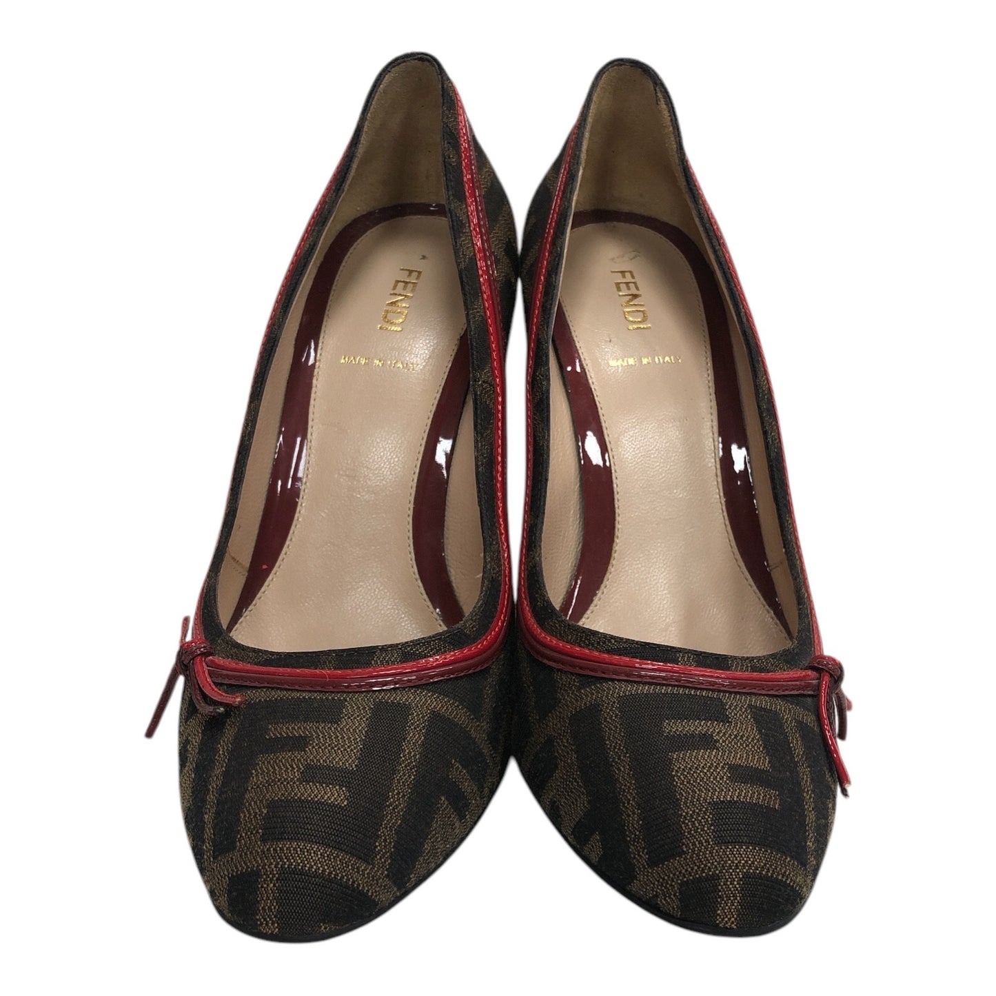 FENDI Zucca Red Canvas Pumps