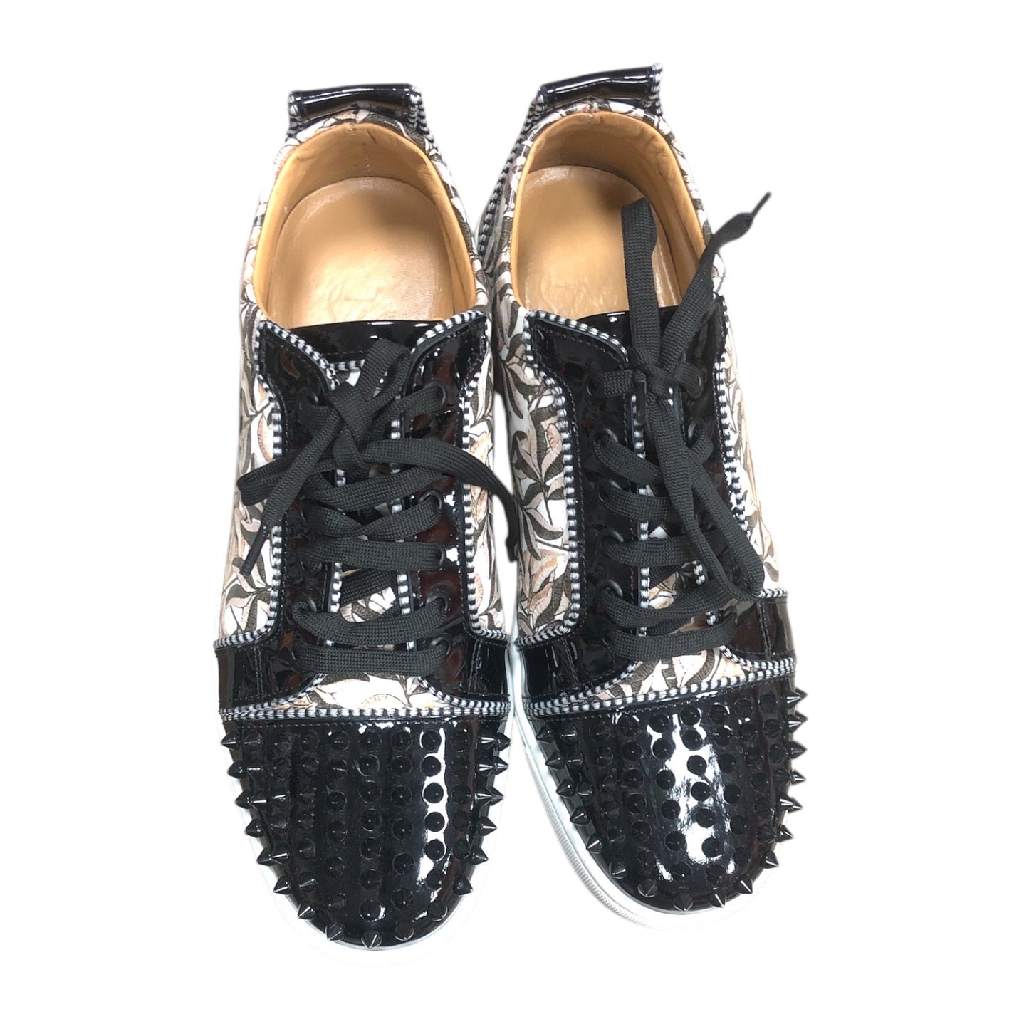 CHRISTIAN LOUBOUTIN Black Studded sneakers Sneakers With Plants Print