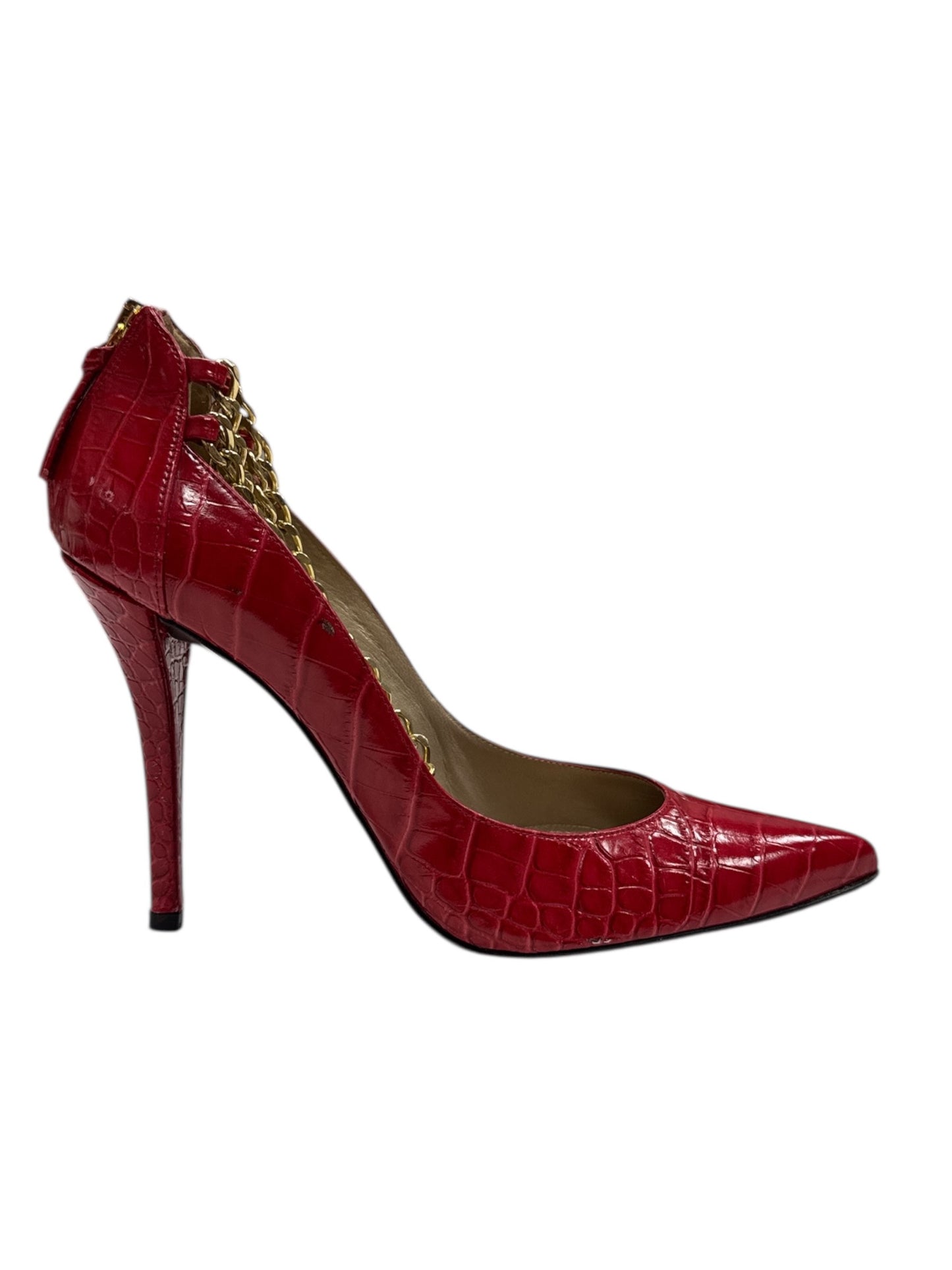 STUART WEITZMAN Embossed leather chain heel - Moda Consignment
