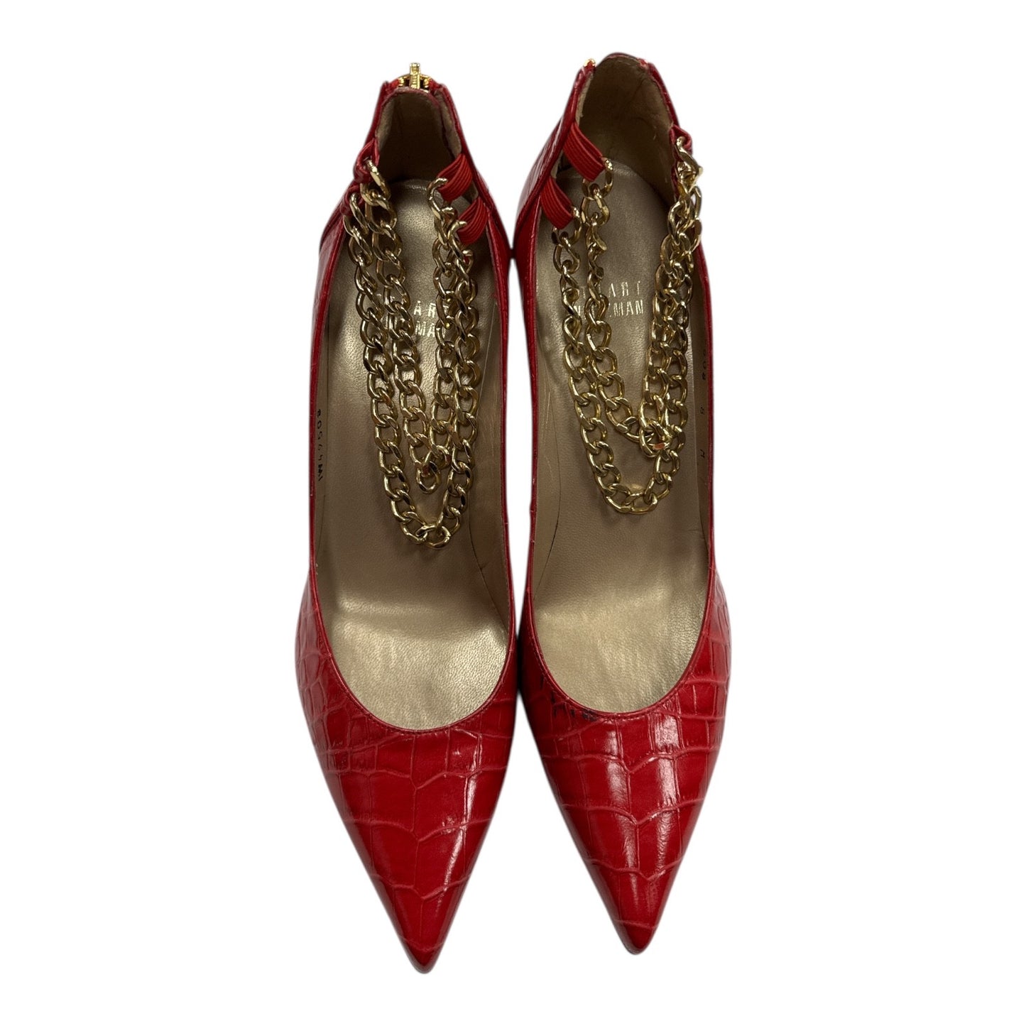 STUART WEITZMAN Embossed leather chain heel - Moda Consignment