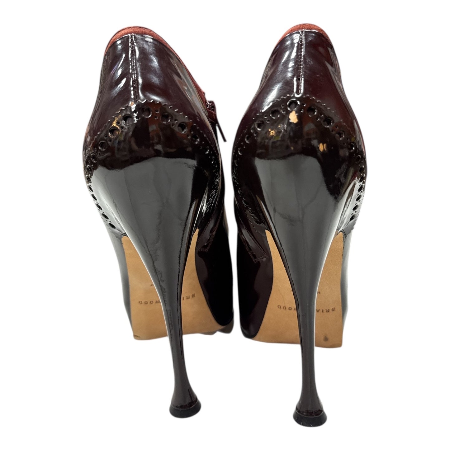 BRIAN ATWOOD Burgundy Patent Leather Heels boot - Moda Consignment