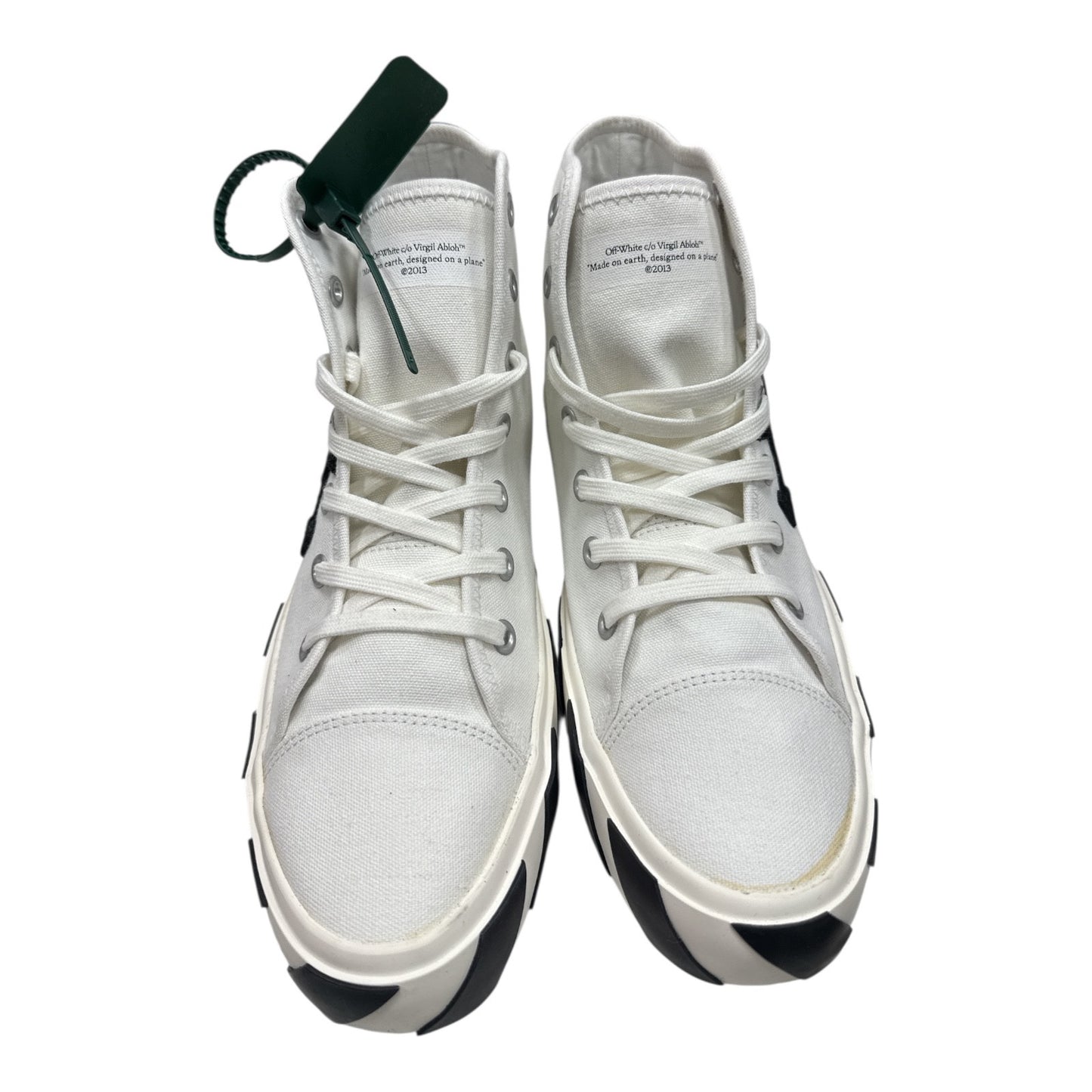 OFF-WHITE Mid Top Vulcanized Canvas White Black - Moda Consignment
