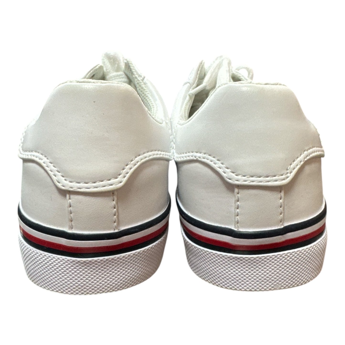 TOMMY HILFIGER WHITE LEATHER LOW TOP SNEAKERS WITH LOGO DETAIL - Moda Consignment