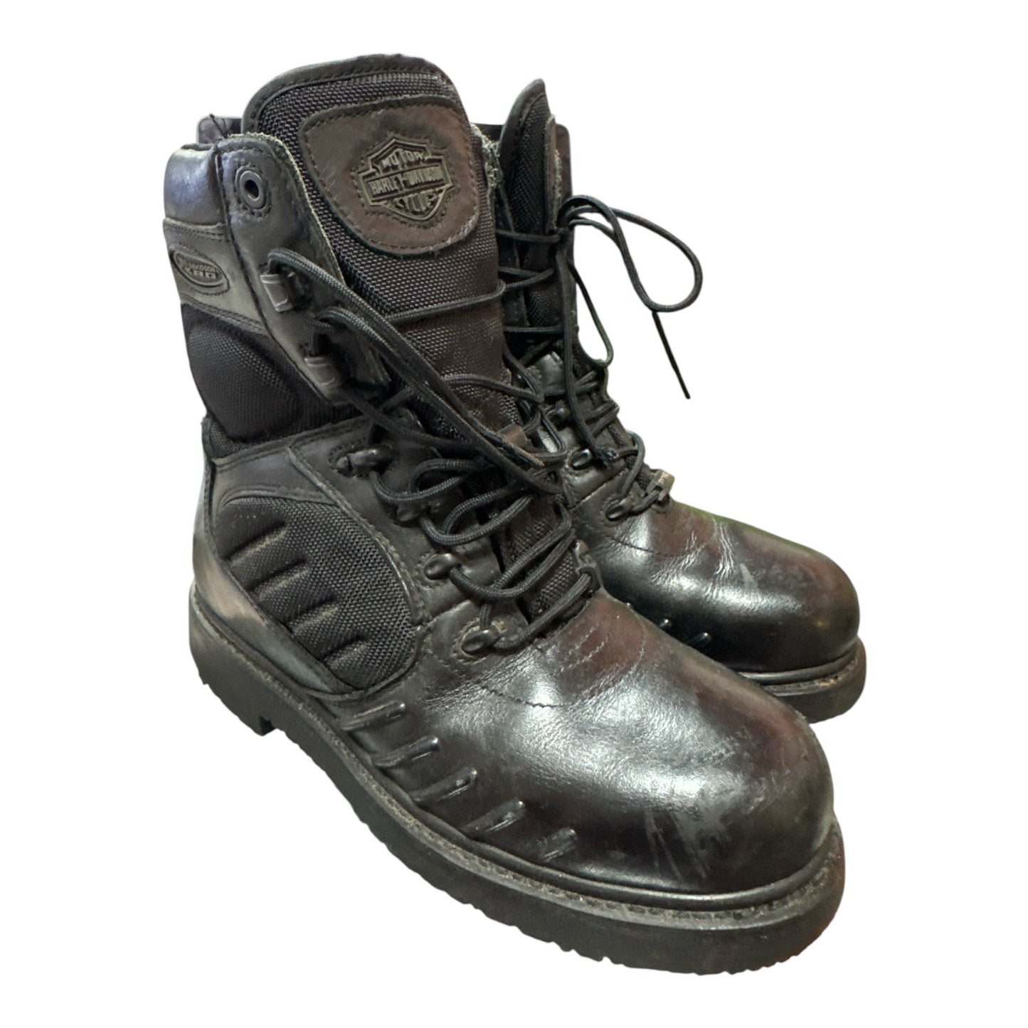 HARLEY DAVIDSON BLACK LEATHER MOTORCYCLE BOOTS - Moda Consignment