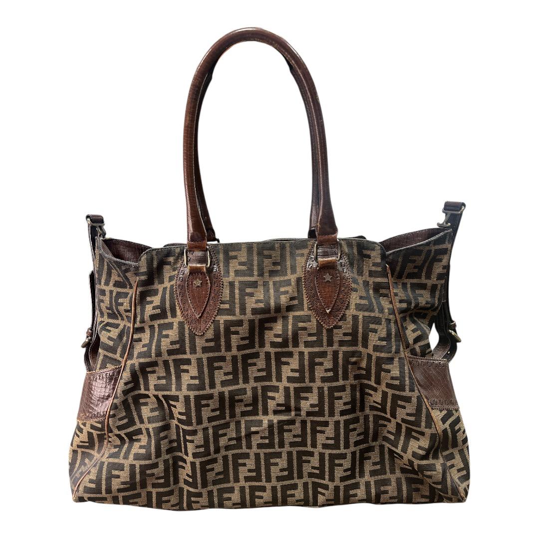 FENDI Tobacco Zucca Canvas and Leather Chef De Jour Bag - Moda Consignment
