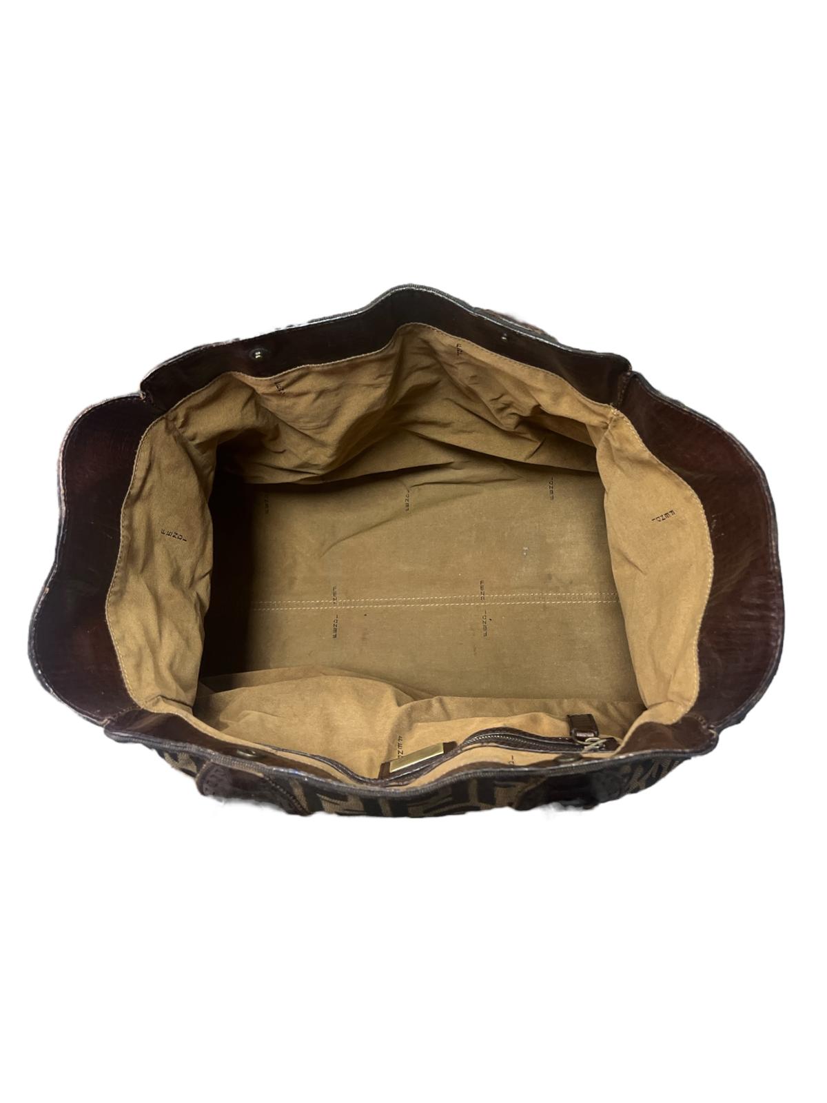 FENDI Tobacco Zucca Canvas and Leather Chef De Jour Bag - Moda Consignment