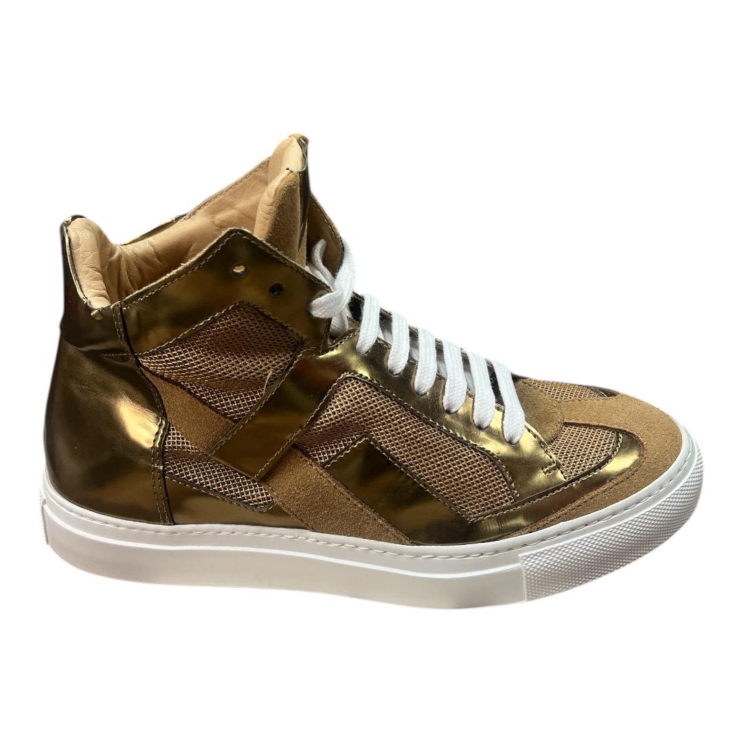 MAISON MARGIELA MM6 high top lace up gold shoes - Moda Consignment