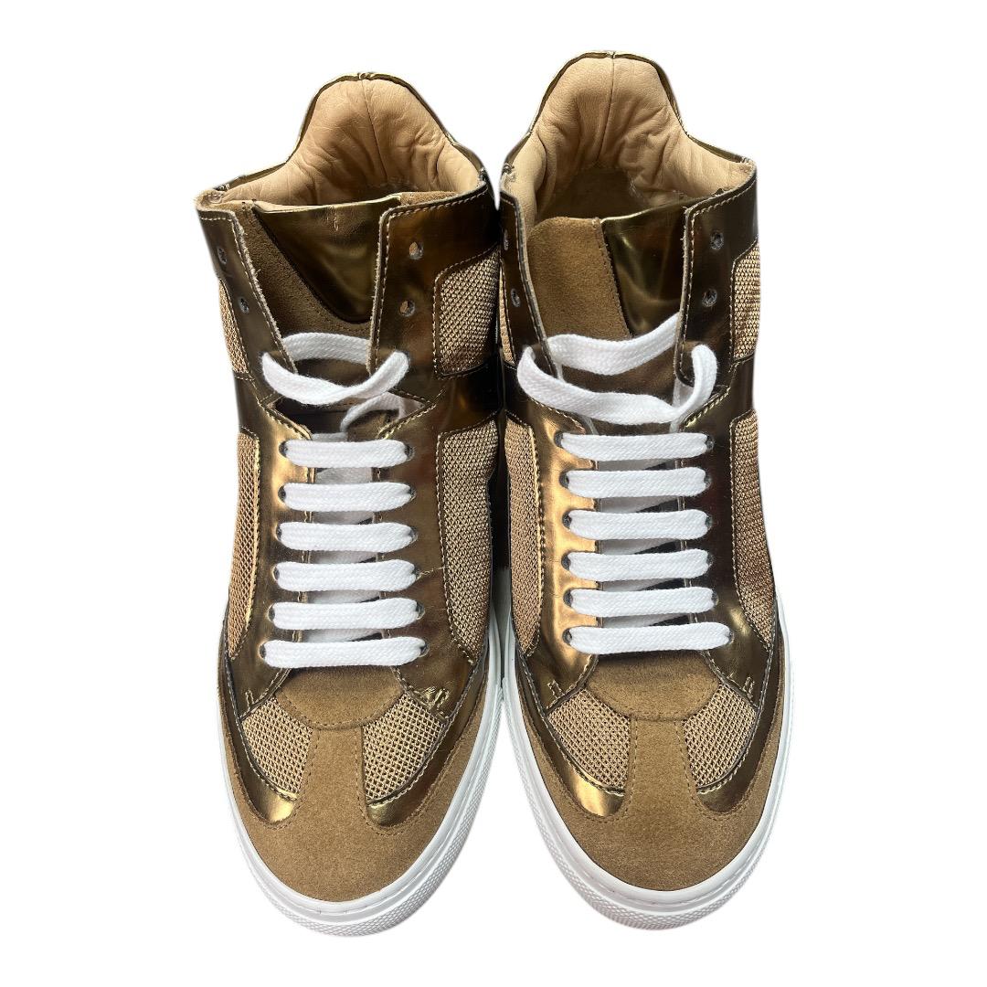 MAISON MARGIELA MM6 high top lace up gold shoes - Moda Consignment