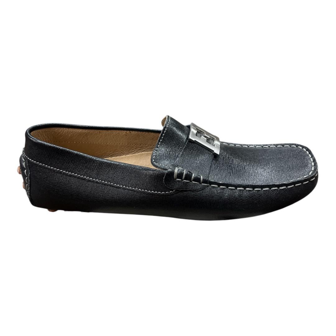 FENDI Mocassino Crosta Elite Loafers Nero - Moda Consignment