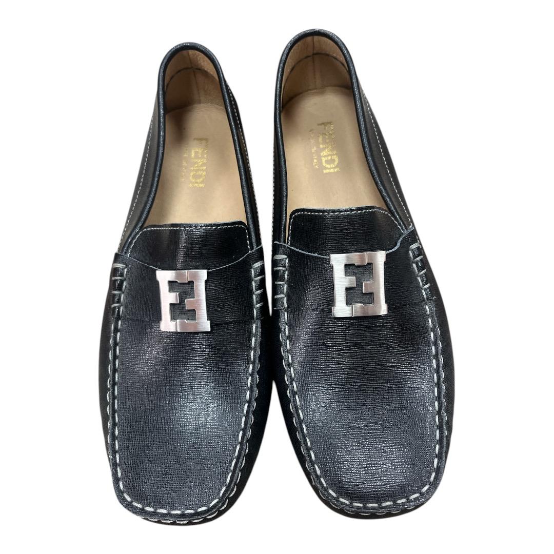 FENDI Mocassino Crosta Elite Loafers Nero - Moda Consignment
