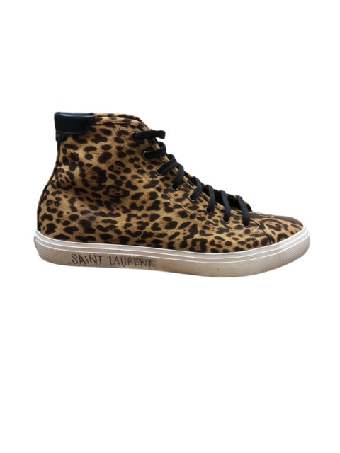 SAINT-LAURENT PARIS brown malibu printed high top sneaker