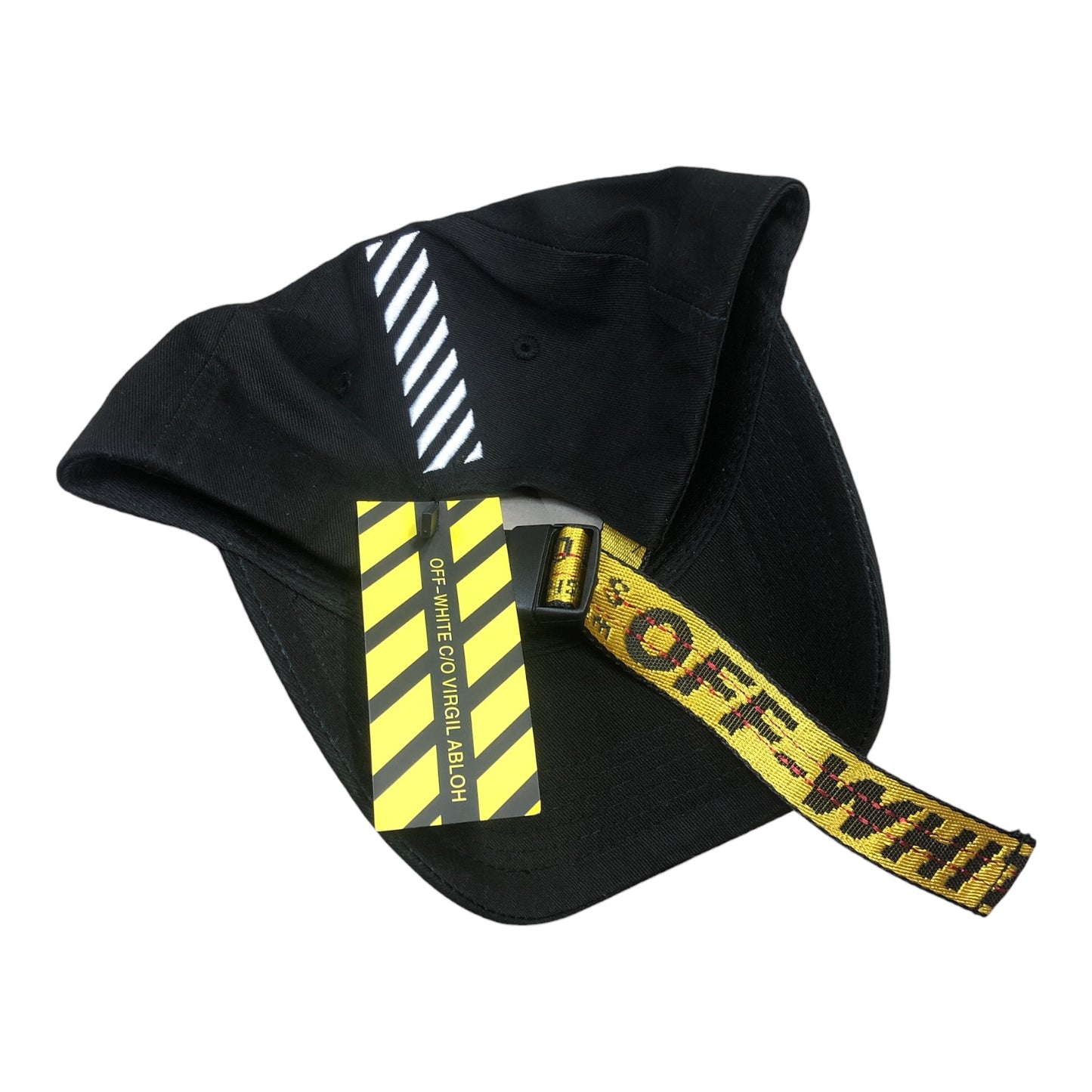 OFF-WHITE Black Hat With Yellow Strap - Moda Consignment