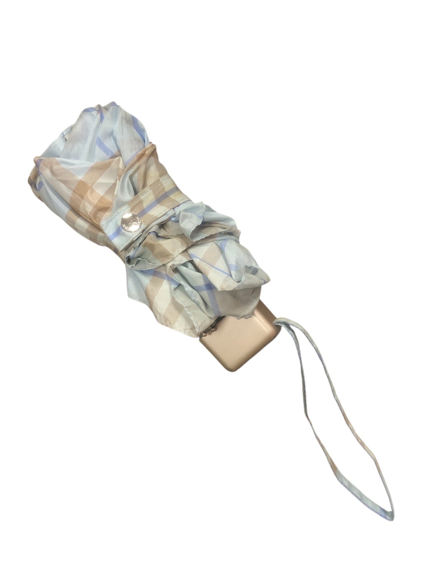 BURBERRY Blue & Beige Checkered Pattern Umbrella - Moda Consignment