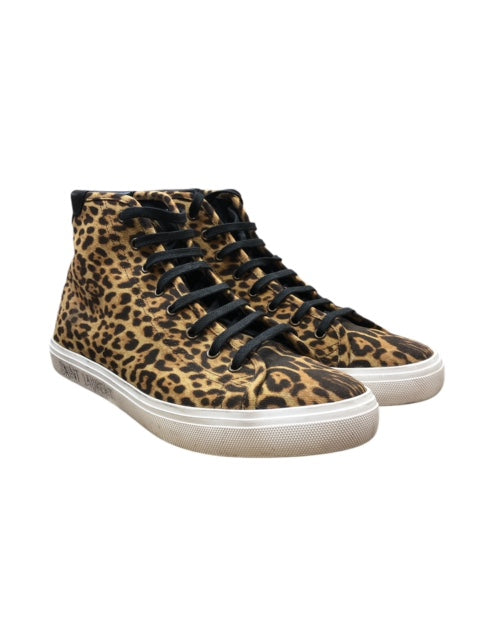 SAINT-LAURENT PARIS brown malibu printed high top sneaker