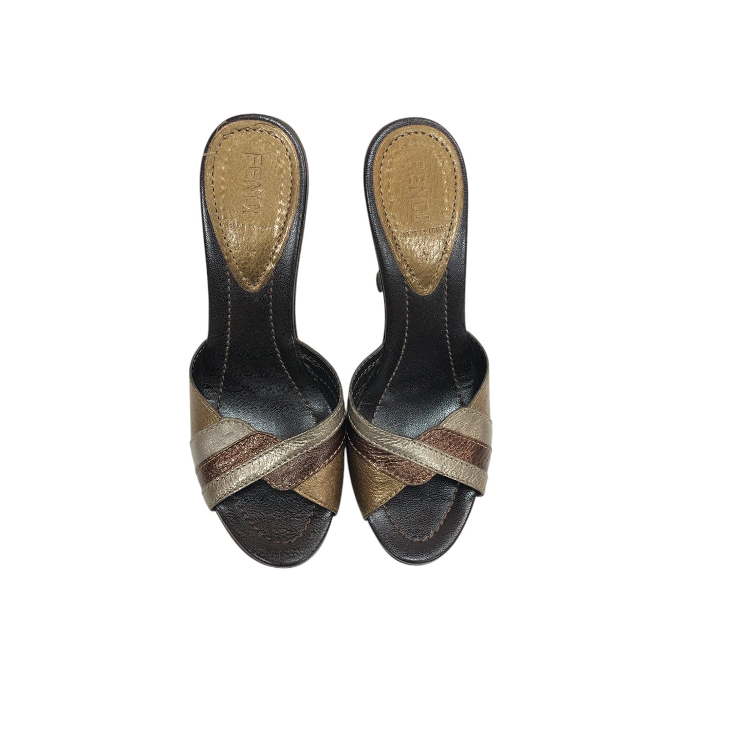 FENDI Leather Slip-On Sandal Heels - Moda Consignment