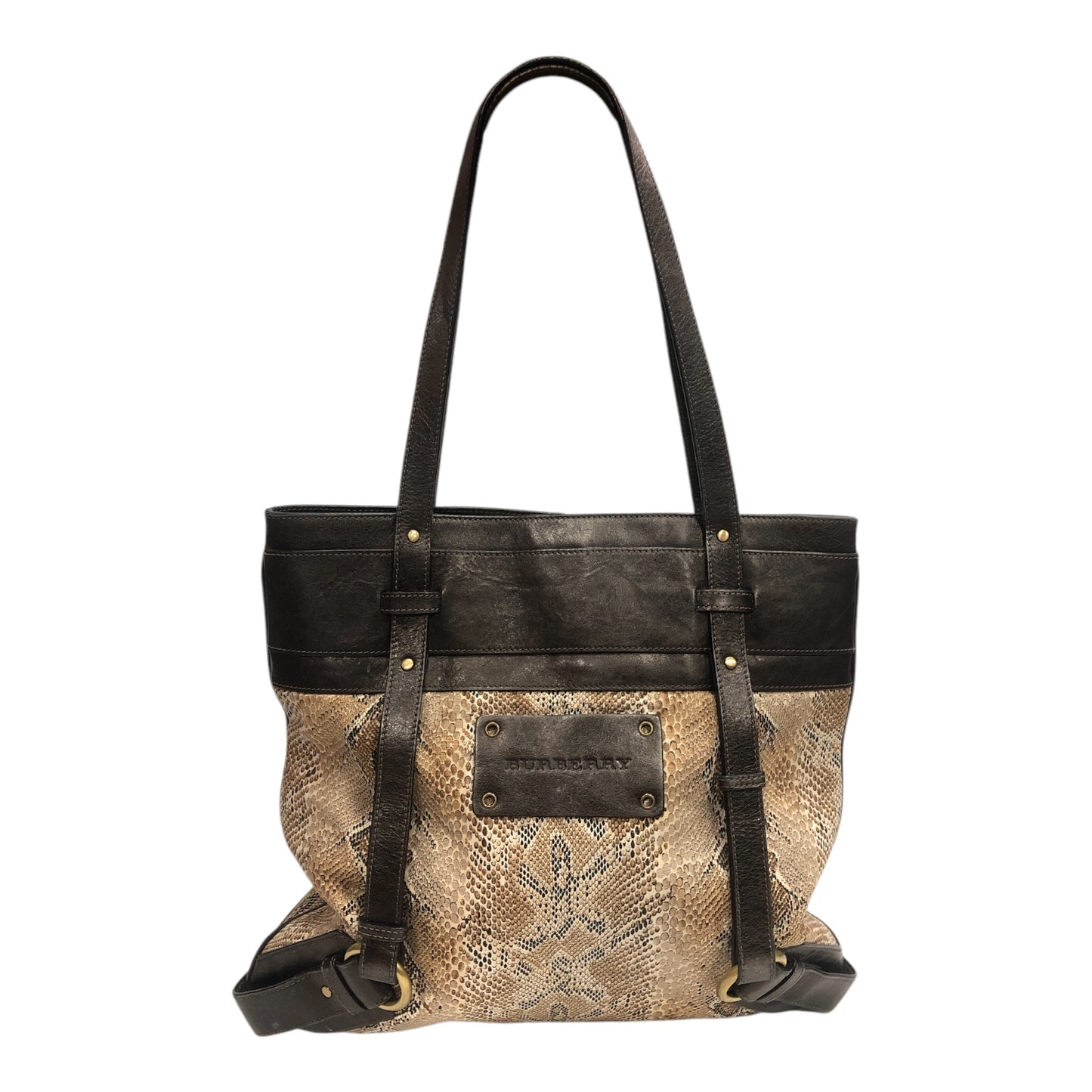 BURBERRY Leather Print Tote Bag