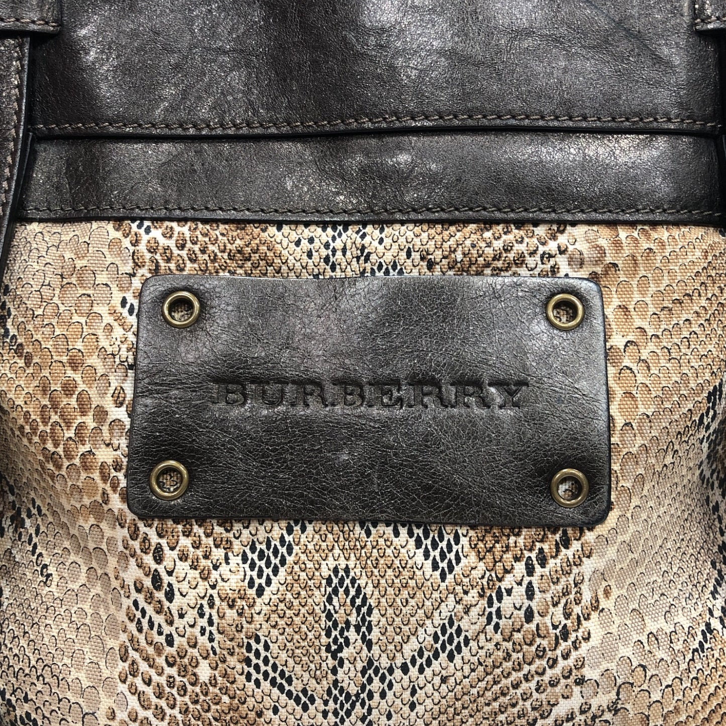 BURBERRY Leather Print Tote Bag