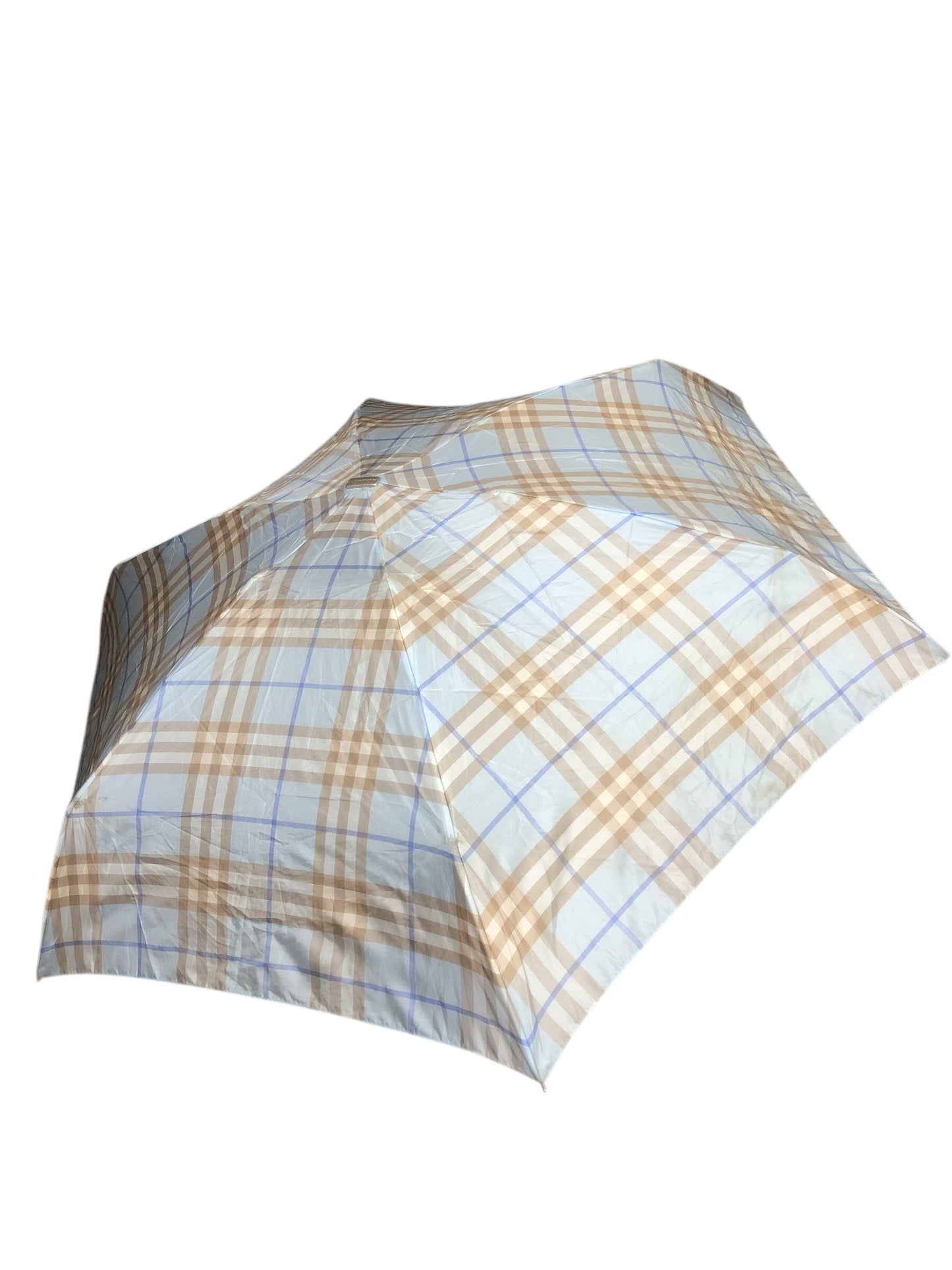 BURBERRY Blue & Beige Checkered Pattern Umbrella - Moda Consignment