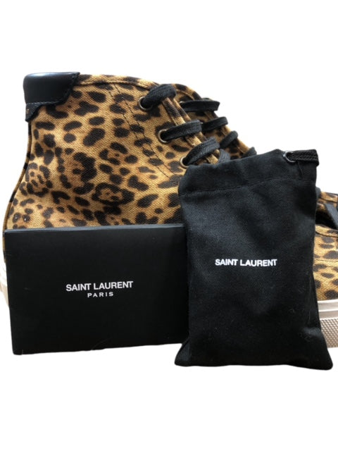 SAINT-LAURENT PARIS brown malibu printed high top sneaker