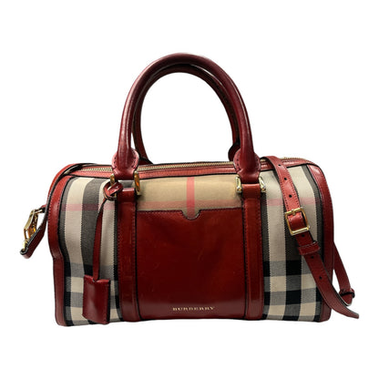 BURBERRY Red & House Check Alchester Bowler Bag - Moda Consignment