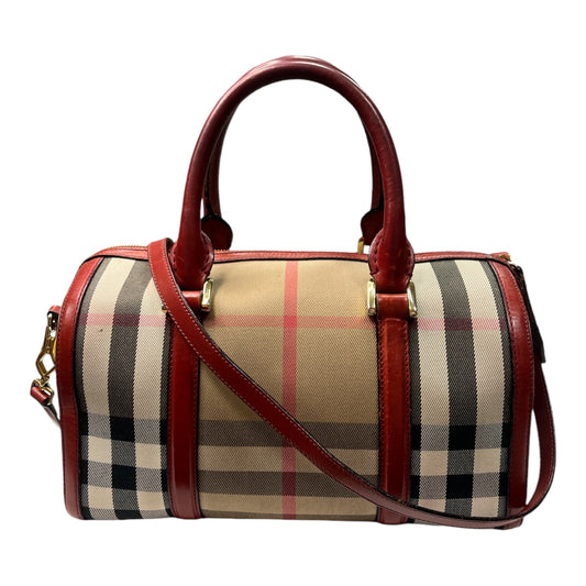 BURBERRY Red & House Check Alchester Bowler Bag - Moda Consignment