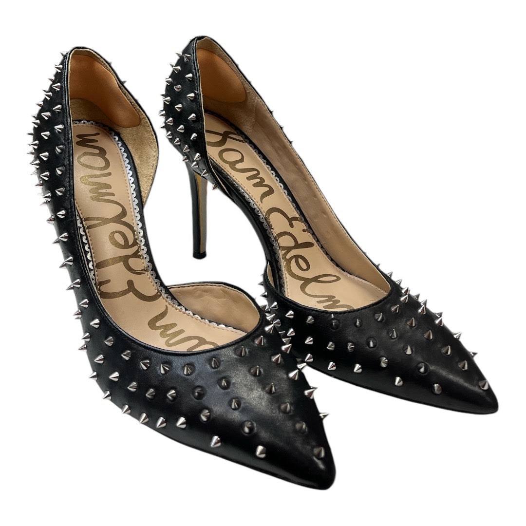 SAM EDELMAN Hadlee Pointed-Toe Studded Suede Pumps - Moda Consignment