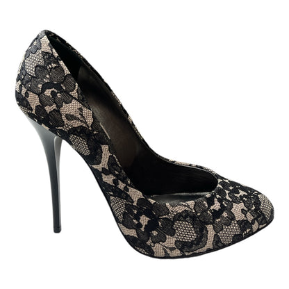 GIUSEPPE ZANOTTI Giuseppe Zanotti Black/Beige Lace and Leather Pumps Size - Moda Consignment