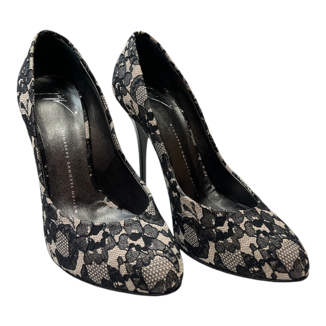 GIUSEPPE ZANOTTI Giuseppe Zanotti Black/Beige Lace and Leather Pumps Size - Moda Consignment