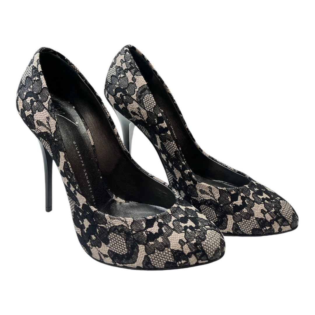 GIUSEPPE ZANOTTI Giuseppe Zanotti Black/Beige Lace and Leather Pumps Size - Moda Consignment