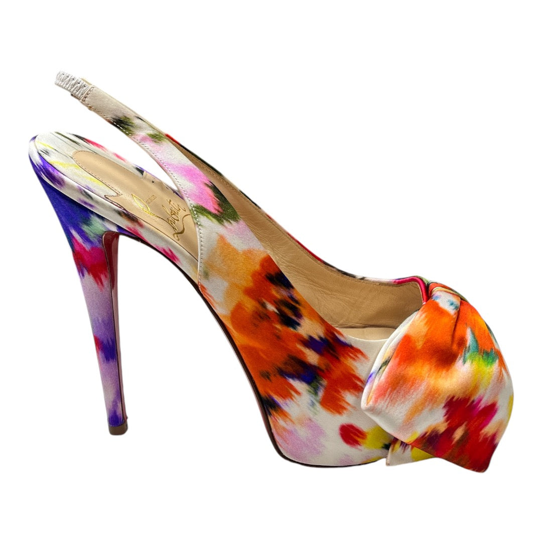 CHRISTIAN LOUBOUTIN Vendome Sling Nodo 120 Satin Bouquet - Moda Consignment