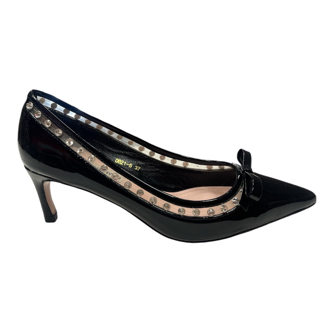 MIU MIU Black Patent & Crystal Embellished Pump - Moda Consignment