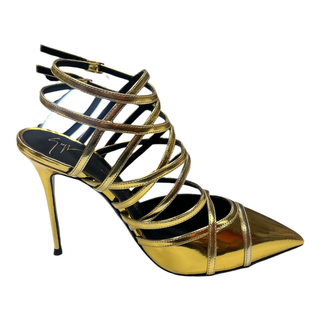 GIUSEPPE ZANOTTI Gold Strap Heels - Moda Consignment