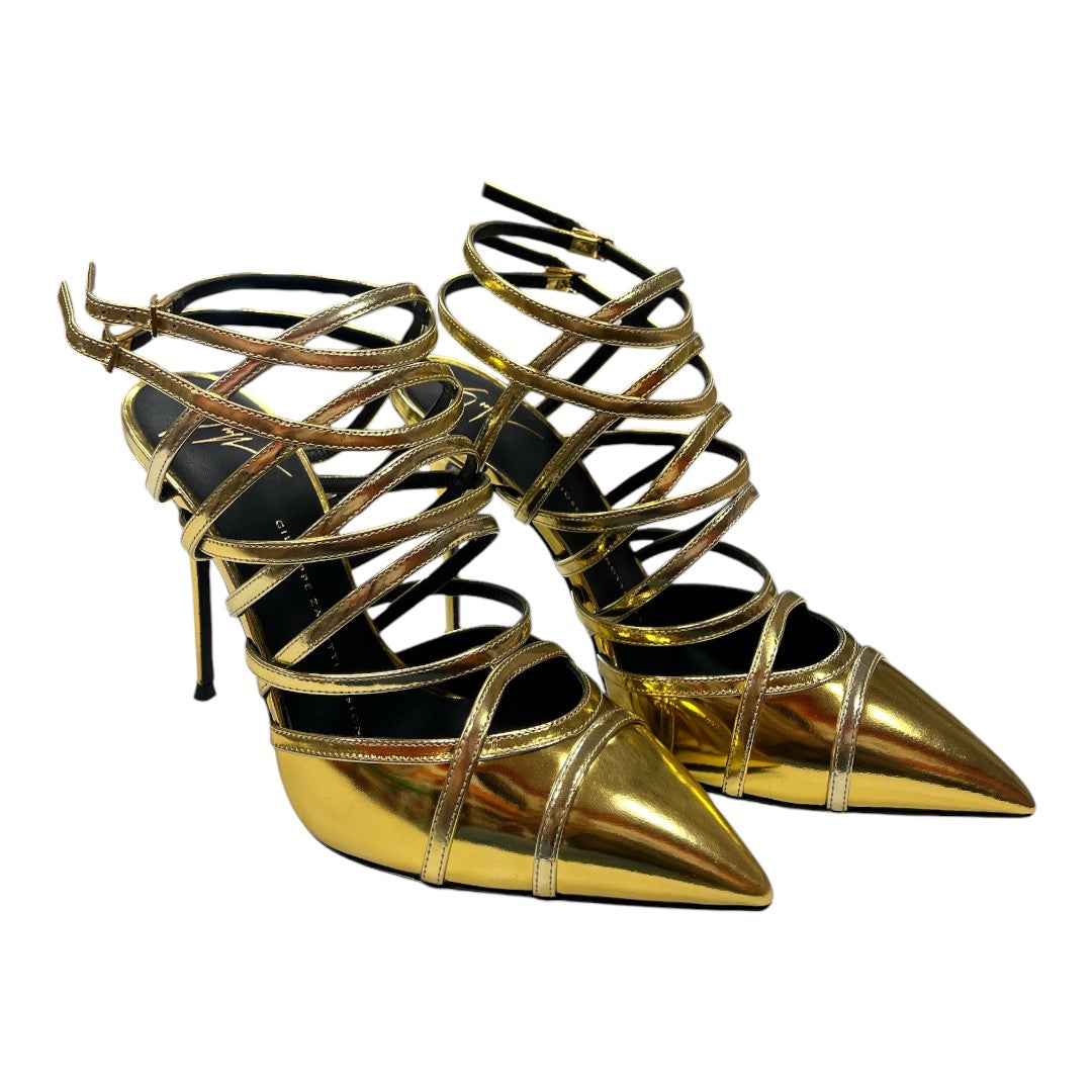 GIUSEPPE ZANOTTI Gold Strap Heels - Moda Consignment