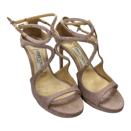 JIMMY CHOO Lance/PF 100 powder glitter sandals - Moda Consignment