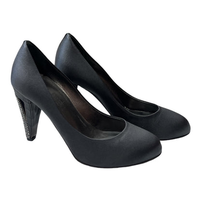 CHANEL Black Satin Pump Heel - Moda Consignment