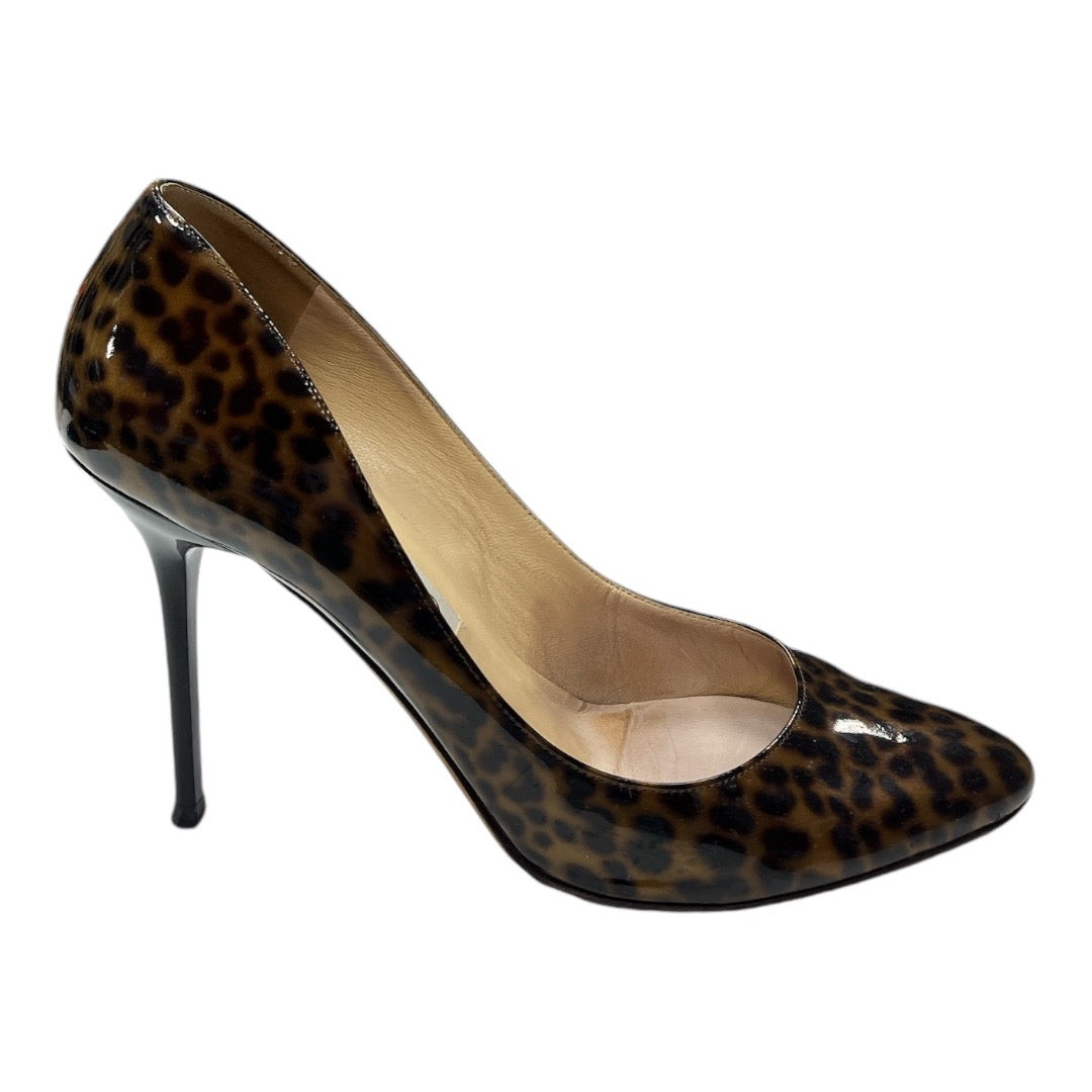 JIMMY CHOO Brown & Black Patent Leather Gilbert Printed Heel - Moda Consignment