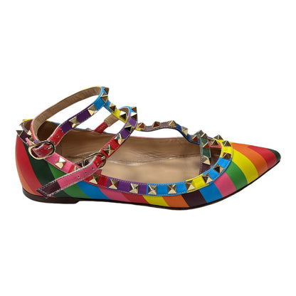 VALENTINO Multicolour Rainbow Rockstud Flat - Moda Consignment